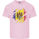 Torn Moldova Flag Moldovan Day Football Kids T-Shirt Childrens Light Pink