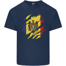 Torn Moldova Flag Moldovan Day Football Kids T-Shirt Childrens Navy Blue