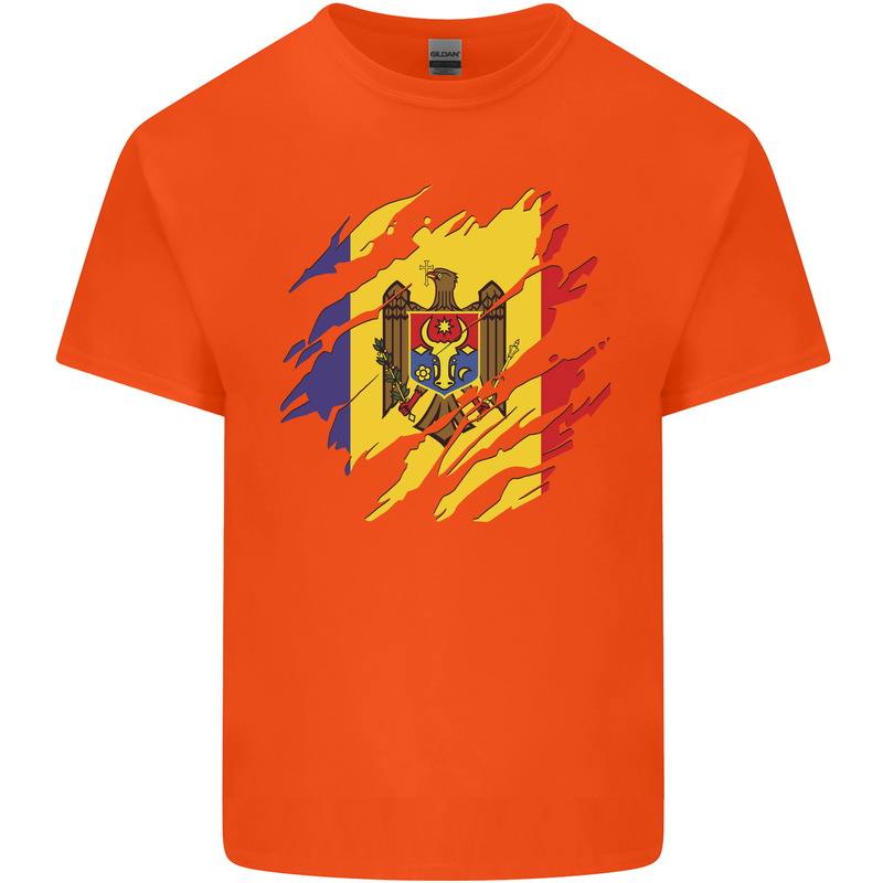 Torn Moldova Flag Moldovan Day Football Kids T-Shirt Childrens Orange