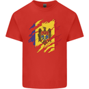 Torn Moldova Flag Moldovan Day Football Kids T-Shirt Childrens Red