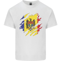 Torn Moldova Flag Moldovan Day Football Kids T-Shirt Childrens White