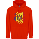 Torn Moldova Flag Moldovan Day Football Mens 80% Cotton Hoodie Bright Red