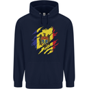 Torn Moldova Flag Moldovan Day Football Mens 80% Cotton Hoodie Navy Blue