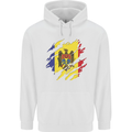 Torn Moldova Flag Moldovan Day Football Mens 80% Cotton Hoodie White