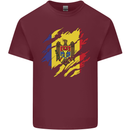 Torn Moldova Flag Moldovan Day Football Mens Cotton T-Shirt Tee Top Maroon