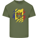 Torn Moldova Flag Moldovan Day Football Mens Cotton T-Shirt Tee Top Military Green