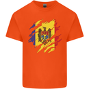 Torn Moldova Flag Moldovan Day Football Mens Cotton T-Shirt Tee Top Orange