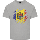 Torn Moldova Flag Moldovan Day Football Mens Cotton T-Shirt Tee Top Sports Grey
