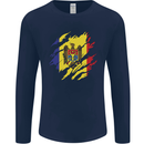 Torn Moldova Flag Moldovan Day Football Mens Long Sleeve T-Shirt Navy Blue