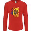 Torn Moldova Flag Moldovan Day Football Mens Long Sleeve T-Shirt Red