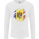 Torn Moldova Flag Moldovan Day Football Mens Long Sleeve T-Shirt White