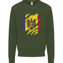 Torn Moldova Flag Moldovan Day Football Mens Sweatshirt Jumper Forest Green