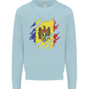 Torn Moldova Flag Moldovan Day Football Mens Sweatshirt Jumper Light Blue