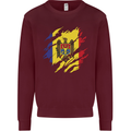 Torn Moldova Flag Moldovan Day Football Mens Sweatshirt Jumper Maroon