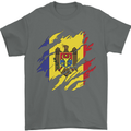 Torn Moldova Flag Moldovan Day Football Mens T-Shirt 100% Cotton Charcoal