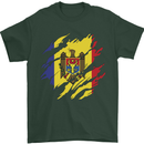 Torn Moldova Flag Moldovan Day Football Mens T-Shirt 100% Cotton Forest Green