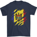 Torn Moldova Flag Moldovan Day Football Mens T-Shirt 100% Cotton Navy Blue