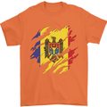 Torn Moldova Flag Moldovan Day Football Mens T-Shirt 100% Cotton Orange