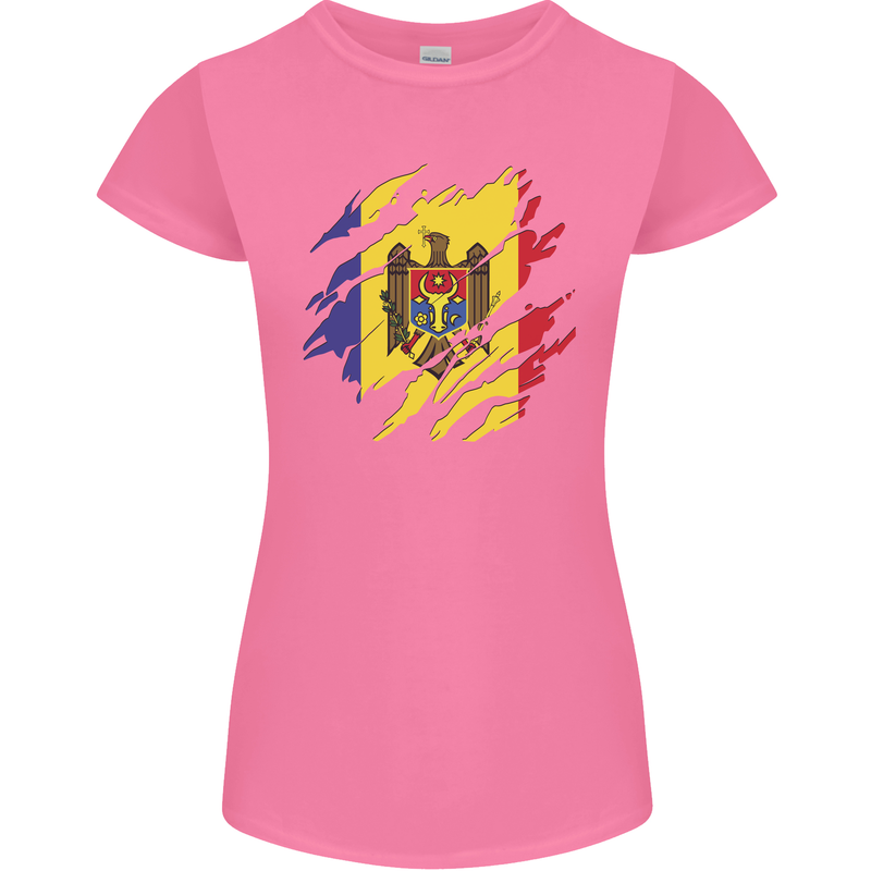 Torn Moldova Flag Moldovan Day Football Womens Petite Cut T-Shirt Azalea