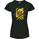 Torn Moldova Flag Moldovan Day Football Womens Petite Cut T-Shirt Black