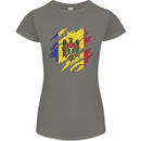 Torn Moldova Flag Moldovan Day Football Womens Petite Cut T-Shirt Charcoal
