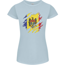 Torn Moldova Flag Moldovan Day Football Womens Petite Cut T-Shirt Light Blue