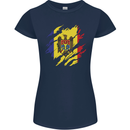 Torn Moldova Flag Moldovan Day Football Womens Petite Cut T-Shirt Navy Blue
