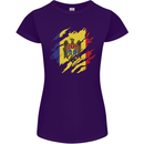 Torn Moldova Flag Moldovan Day Football Womens Petite Cut T-Shirt Purple