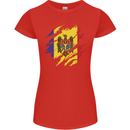 Torn Moldova Flag Moldovan Day Football Womens Petite Cut T-Shirt Red