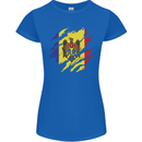 Torn Moldova Flag Moldovan Day Football Womens Petite Cut T-Shirt Royal Blue