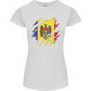 Torn Moldova Flag Moldovan Day Football Womens Petite Cut T-Shirt White