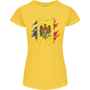Torn Moldova Flag Moldovan Day Football Womens Petite Cut T-Shirt Yellow