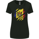 Torn Moldova Flag Moldovan Day Football Womens Wider Cut T-Shirt Black
