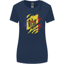 Torn Moldova Flag Moldovan Day Football Womens Wider Cut T-Shirt Navy Blue