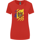 Torn Moldova Flag Moldovan Day Football Womens Wider Cut T-Shirt Red