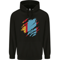 Torn Mongolia Flag Mongolian Day Football Childrens Kids Hoodie Black