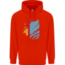 Torn Mongolia Flag Mongolian Day Football Childrens Kids Hoodie Bright Red