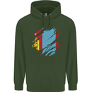 Torn Mongolia Flag Mongolian Day Football Childrens Kids Hoodie Forest Green