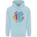 Torn Mongolia Flag Mongolian Day Football Childrens Kids Hoodie Light Blue
