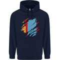 Torn Mongolia Flag Mongolian Day Football Childrens Kids Hoodie Navy Blue