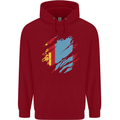 Torn Mongolia Flag Mongolian Day Football Childrens Kids Hoodie Red