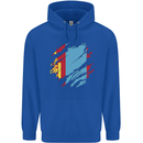 Torn Mongolia Flag Mongolian Day Football Childrens Kids Hoodie Royal Blue