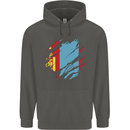 Torn Mongolia Flag Mongolian Day Football Childrens Kids Hoodie Storm Grey