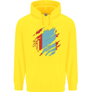 Torn Mongolia Flag Mongolian Day Football Childrens Kids Hoodie Yellow