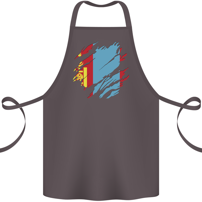 Torn Mongolia Flag Mongolian Day Football Cotton Apron 100% Organic Dark Grey