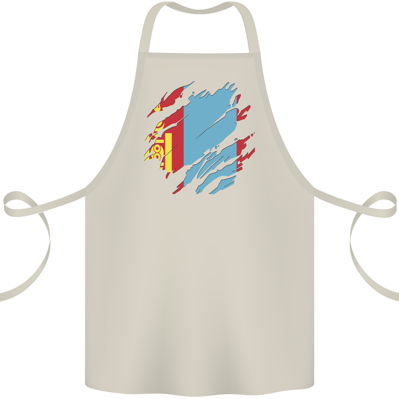 Torn Mongolia Flag Mongolian Day Football Cotton Apron 100% Organic Natural