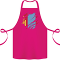Torn Mongolia Flag Mongolian Day Football Cotton Apron 100% Organic Pink