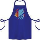 Torn Mongolia Flag Mongolian Day Football Cotton Apron 100% Organic Royal Blue