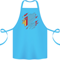 Torn Mongolia Flag Mongolian Day Football Cotton Apron 100% Organic Turquoise
