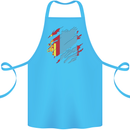 Torn Mongolia Flag Mongolian Day Football Cotton Apron 100% Organic Turquoise